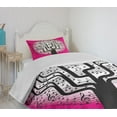 thumbnail image 4 of Ambesonne Music Quilted Bedspread Set 2 Pcs, Tree, Twin Size, Hot Pink Black White, 4 of 6