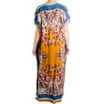 thumbnail image 2 of Sakkas Aggy Womens Dashiki African Print Caftan Dress Maxi Boho Hippie Colorful - Blue / Brown - One Size Regular, 2 of 5