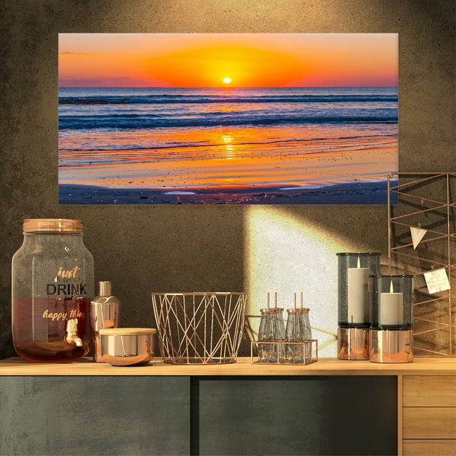 Sandy Sea Beach in Early Morning - Large Seashore Canvas Print