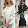 thumbnail image 5 of Comdrip Tie Front Sweaters for Women, Women's Tie Front Crewneck Knit Cardigan Long Sleeve Knit Sweater Tops Cute Winter Clothes Cardigan Sweaters for Women White XL, 5 of 9