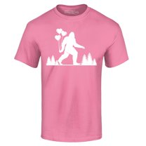 Shop4Ever Men's Big Foot with Heart Balloons Graphic T-shirt Small Azalea Pink