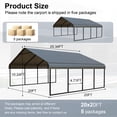 thumbnail image 4 of Metal Carport Canopy 20x20 FT, Heavy Duty RV Carport Kit with Aluminum Cover & Steel Frame, Outdoor Shelter for 2 Cars, Boat, Vehicle Garage Protection, 4 of 6