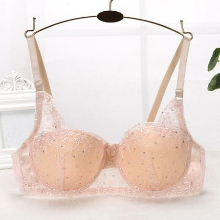 - Women Push Up Deep V Ultrathin Underwire Padded Lace Brassiere Bra BG/42B