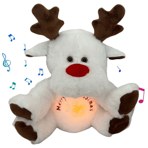 Juguete Peluche para Bebé Chupete Alce Navideño Con Luces Musicales Respiración Rítmica