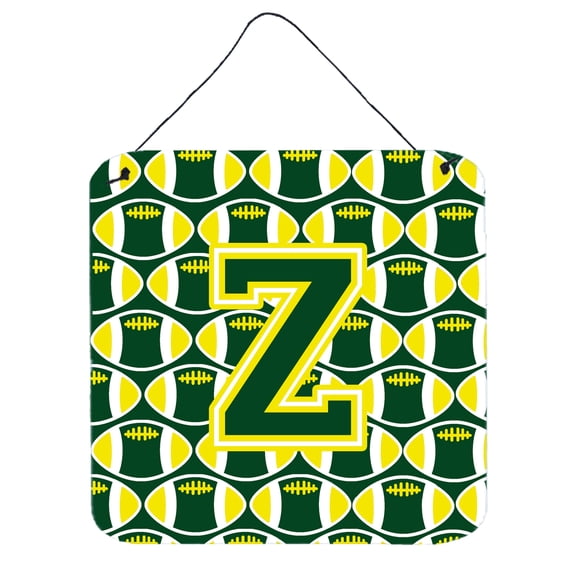 Letter Z Football Green and Yellow Wall or Door Hanging Prints