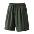 thumbnail image 2 of Men's Cotton Blend Straight Leg Sweat Shorts 7 Inch, Elastic Waist Drawstring Casual Shorts with Side Pockets, Loose Fit Breathable Workout & Lounge Shorts Army Green, 2 of 5