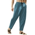 thumbnail image 4 of WEAIXIMIUNG Men Dress Pants Men Spring and Summer Pant Casual All Solid Color Linen Loose Trouser Fashion Beach Pant, 4 of 8