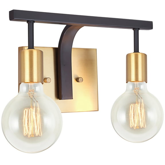 Aspen Creative 62175, Two-Light Metal Bathroom Vanity Wall Light Fixture, 12" Wide, Transitional Design in Bronze. Bulb Not Included