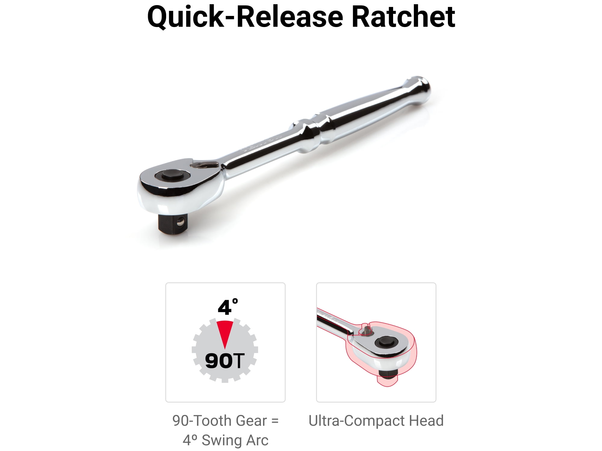 TEKTON 1/4 Inch Drive Shallow and Deep 12-Point Socket and Ratchet Set with Rails and Tray, 35-Piece (4 - 15 mm) | SKT03202