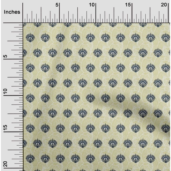 oneOone Cotton Poplin Pale Yellow Fabric Leaves & Floral Block Diy Clothing Quilting Fabric Print Fabric By Yard 42 Inch Wide