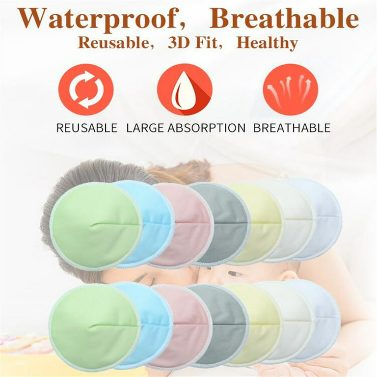 8Pairs Soft Bamboo Nursing Pad Washable Reusable Nursing Breast Pad Breastfeeding Pads Absorbent Waterproof Stay Dry Cloth Pad, Size: 8 Pairs, Other