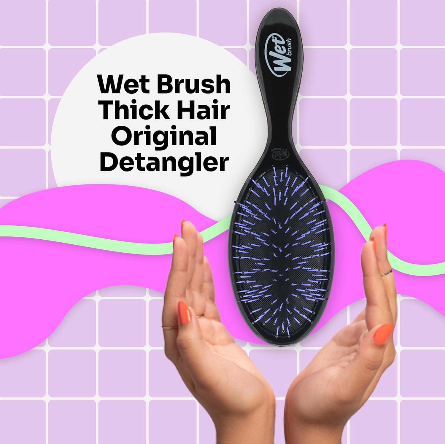 Wet Brush Original Detangler Hair Brush, For Thick, Coarse, Curly, Long Hair, Jet Black