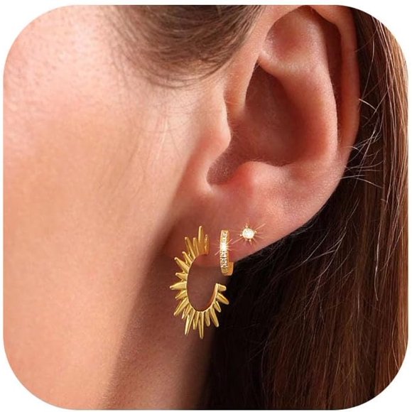 shiyou-Gold and Silver Earrings Sets Hoop Earrings for Women Stud Earrings for Women Diamond Hoop Earrings Dangle Earrings Drop Earrings Huggie Earrings for Women Gold Earring Stacks Earrings Packs