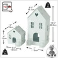 thumbnail image 3 of White Town House Lanterns With Baby Bud Vases, Set of 2, 6 and 13.25 Inches Tall, Metal and Glass, Shabby Style, 3 of 6