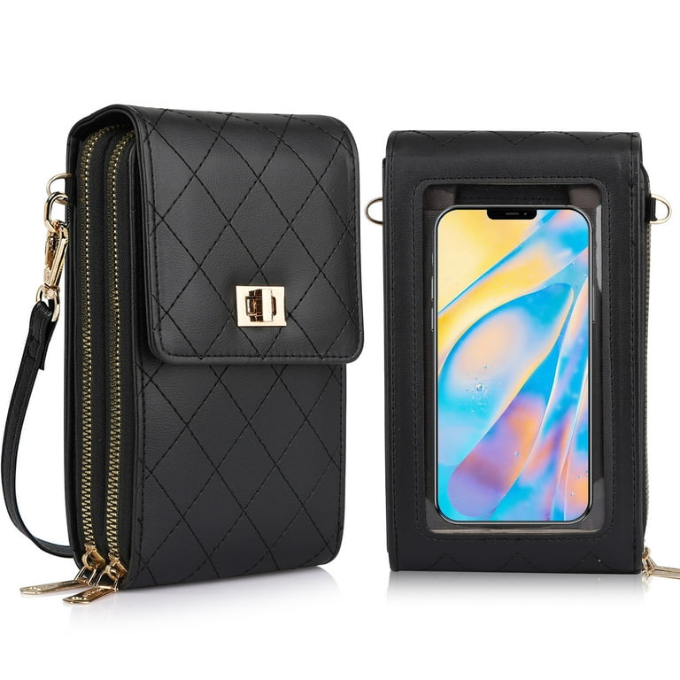 Crossbody Cell Phone Purse for Women Touch Screen Cellphone Bags PU Leather Lightweight Travel RFID Blocking Shoulder Bag Small Handbag Touchscreen