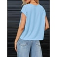 thumbnail image 3 of Women Cap Sleeve Casual Basic Crewneck Crop Tank Top with Pockets, 3 of 4