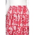 thumbnail image 3 of Women Red Cotton Maxi Skirt, Boho Flowy White Paisley Motif Hand Block Print with Elastic Waist, M, 3 of 6