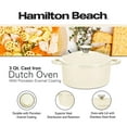 thumbnail image 2 of Hamilton Beach Enameled Cast Iron Dutch Oven Cream (3-Quart) | Cream Enamel Coating Dutch Oven Pot with Lid | Cast Iron Dutch Oven with Even Heat Distribution | Easy Grip to Handles & Multipurpose, 2 of 7