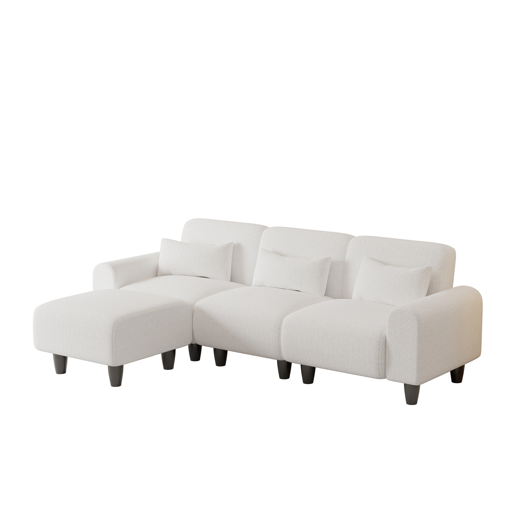 Aukfa 85" Reversible Sectional Sofa, Deep Seat Couch with Chaise for Living Room, 3 Pillows, Beige