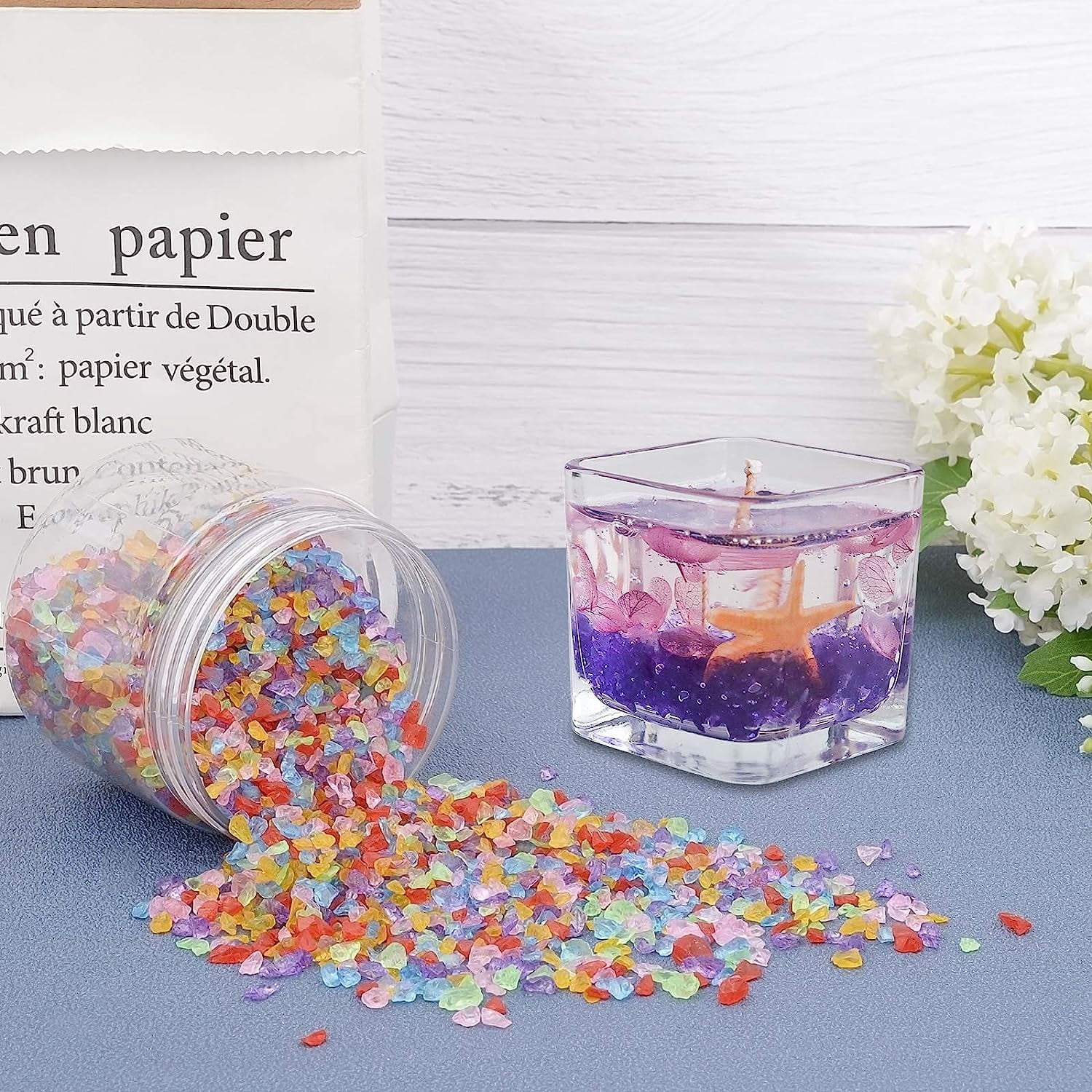 Candle Making Accessory 300g 6 Colors No Hole Chip Glass Beads Accessory DIY for The Making of Colored Candles Easy to Make Gel Candle Mixed Color
