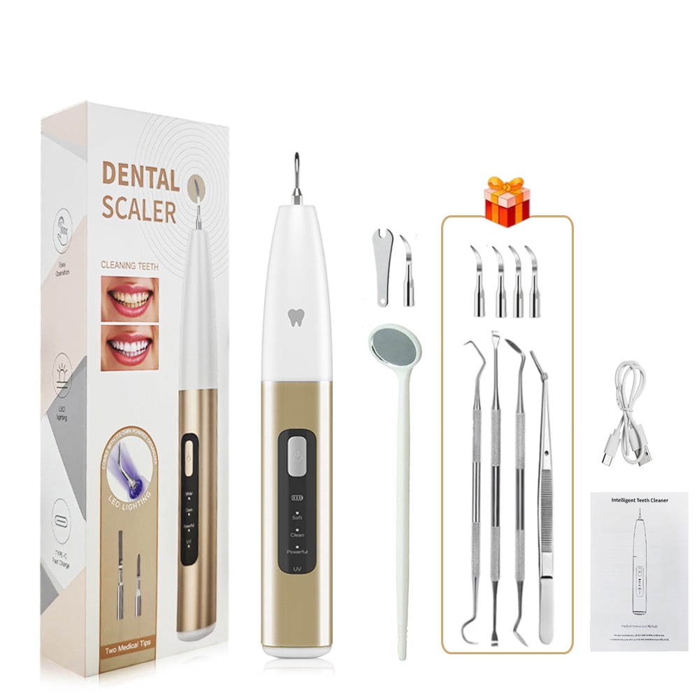 Ultrasonic Tooth Cleaner Electric Dental Calculus Remover Tartar Eliminator Dental Ultrasound Teeth Plaque Removal with UV Light