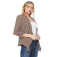 thumbnail image 2 of Women's Solid Basic Casual Draped Neck Open Front Ruched Sleeve Outerwear Vest Cardigan, 2 of 5
