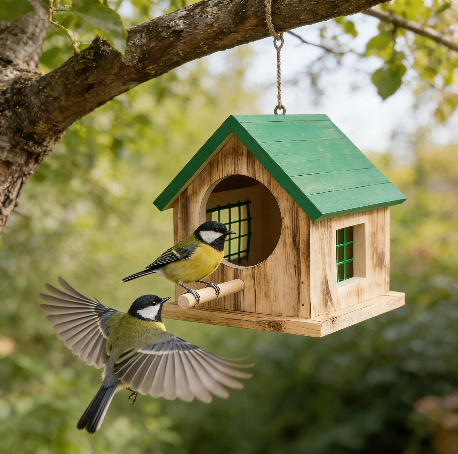 Viflosae Squirrel Proof Bird Feeders Hummingbird Feeder Bird House Frame Wooden Bird Nests Courtyard Hanging Mini Bird Nests Outdoor Bird House Bird Feeder forest Garden Decoration