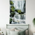 thumbnail image 3 of Waterfall Tapestry, Majestic Waterfall Blocked with Massive Rocks with Moss on Them Photo, Wall Hanging for Bedroom Living Room Dorm Decor, 40W X 60L Inches, Green Black and White, by Ambesonne, 3 of 5