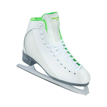 Riedell Ice Skates 113 White & Sparkle Lime Ladies Shoes