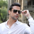 thumbnail image 3 of Gafas de sol con montura grande, gafas de sol para hombre, gafas de sol con montura cuadrada, gafas de sol a la moda para hombre, 3 of 6