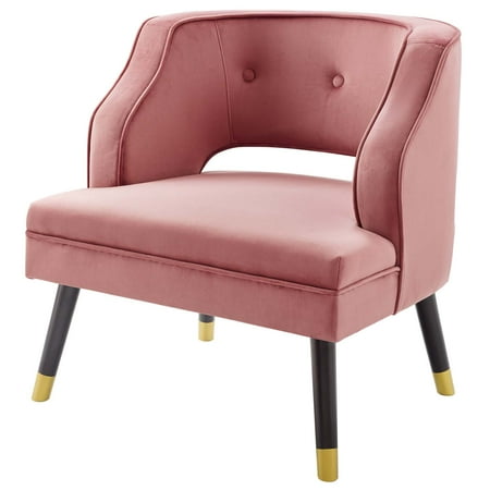 Contemporary Modern Urban Designer Living Room Lounge Club Lobby Accent Side Chair Armchair, Velvet Fabric, Pink
