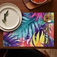 thumbnail image 5 of Colorful Tropical Leaf Pattern Summer Placemats Table Placemats Set Of 4-Linen Kitchen Washable Placemats Table Mats 11.8"x17.7" Non-Slip Heat Resistant, 5 of 6