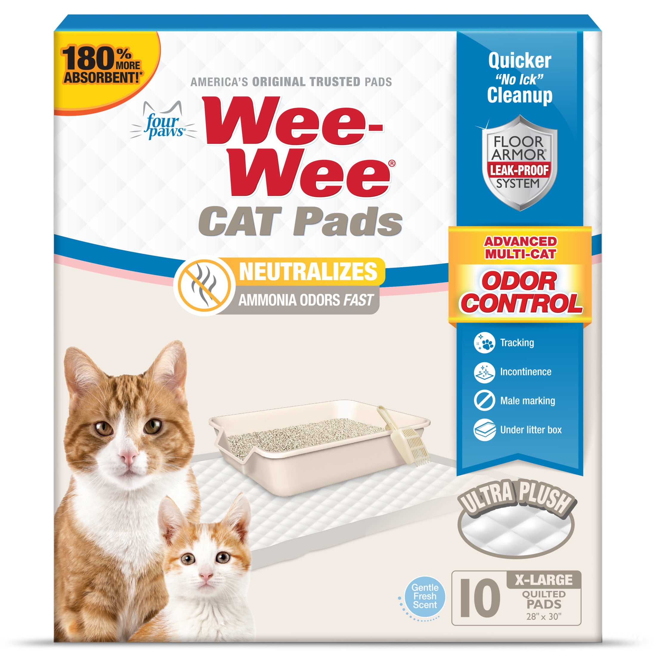 Four Paws Wee-Wee Cat Pads Fresh Scent 28" x 30" (10 Count)
