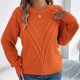 thumbnail image 1 of Suéter de cuello redondo para mujer, moda de invierno, informal, cuello redondo, elegante, color sólido, con volantes, manga larga, suéter, blusa de poliéster para mujer, 1 of 7