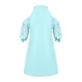 thumbnail image 5 of Viikei Plus Size Short Sleeve Dress for Women Lace O-Neck Halter Solid Long Loose Dress, 5 of 8
