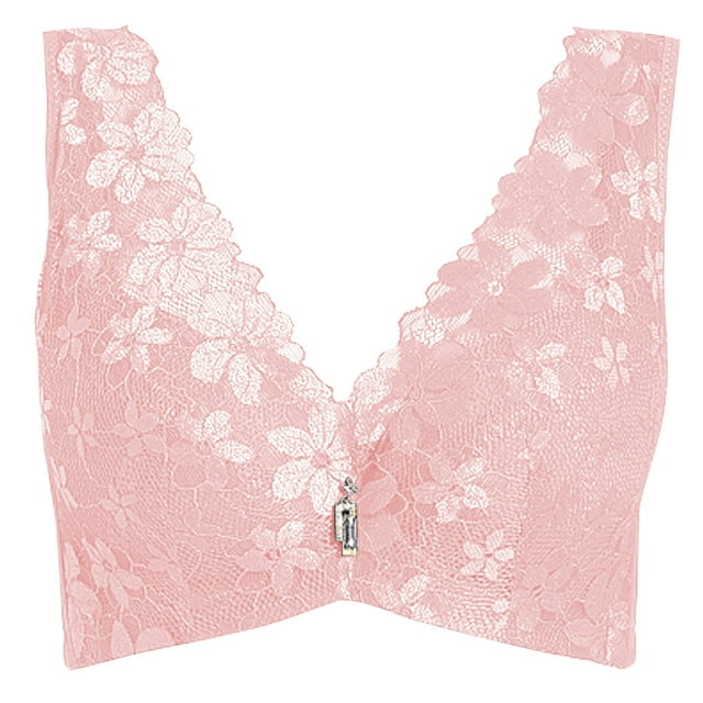 fheaev Summer Savings Clearance Front Closure Bras For Women Full Coverage Plus Size Bras Front Buckle Underwear Bralette Bra Woman's Solid Color Thin Style Ventilate Back Buckle Lace Bra Steel Rim