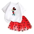 thumbnail image 3 of Conjunto de 2 piezas de camiseta de algodón para niños de Mickey de Disney, falda tutú de princesa de ballet esponjosa, falda de encaje para fiesta de cumpleaños de niña, 3 of 5