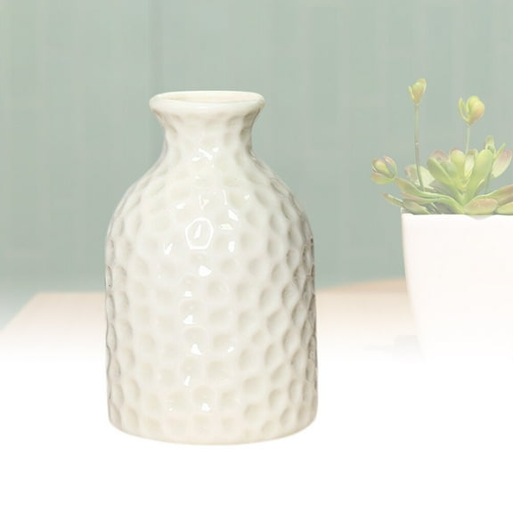 Ceramic Flower Vase White, Simple Aromatherapy Bottle Rustic Home Office Farmhouse Decor, 1pc Decorative Pottery Vase