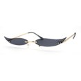 thumbnail image 3 of Mico Cut Out Narrow Blade Cat Eye Rimless Color Sunglasses Gold Black, 3 of 4