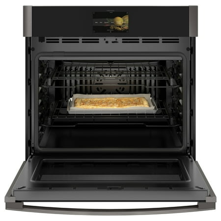 GE Profile - 30" Smart Built-In Single Electric Convection Wall Oven with Air Fry & In-Oven Camera - Black stainless steel