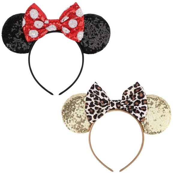 DRESHOW Bandeaux Oreilles de Souris Nœud Paillettes Décoration de Fête Costume Cosplay pour Filles & Femmes