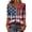 Red, variant on Wutalume Women's 3/4 Sleeve American Flag Top - Stars and Stripes Independence Day Print V-Neck T-Shirt, 4th of July Outfits for Women, 3/4 Length Sleeve Womens Tops,Beige L