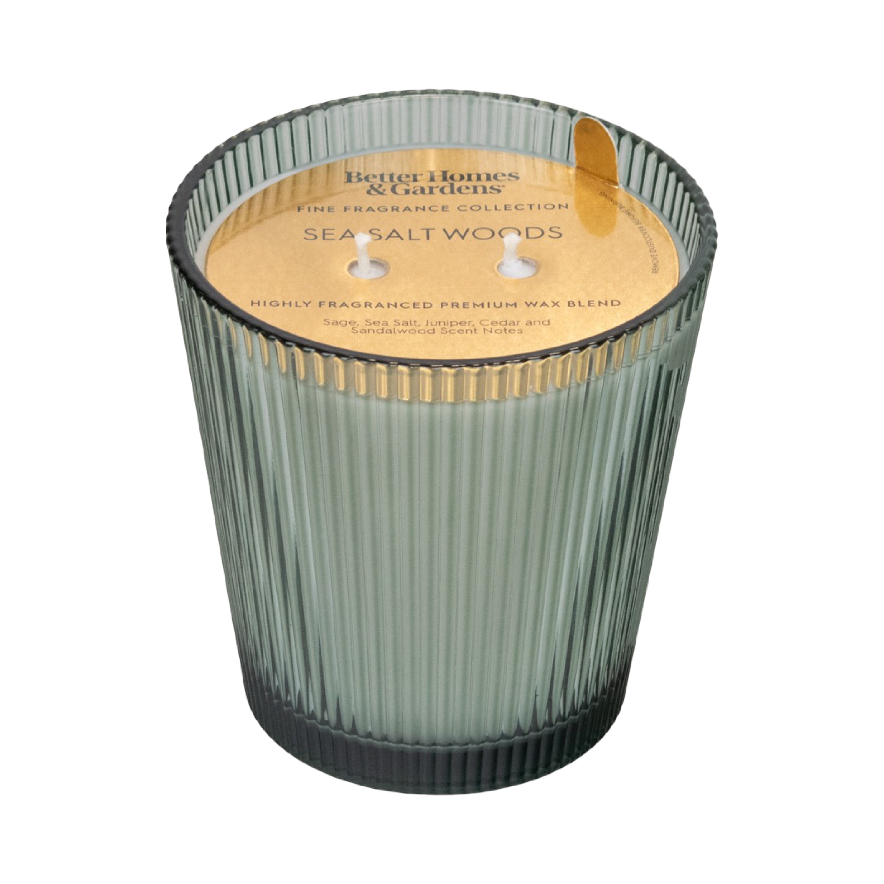 Better Homes & Gardens Fine Fragrance Collection, Sea Salt Woods Scented 2-Wick Jar Candle 16 oz.
