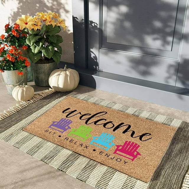 Binwennn Coir Door Mat For Front Door Welcome Outdoor Mats Funny Doormats With Non (1 PC) Living Room Throw Blanket Colorful Throw Blankets Pretty Carpet Rug Dining Room Carpet Big Designer Rugs for