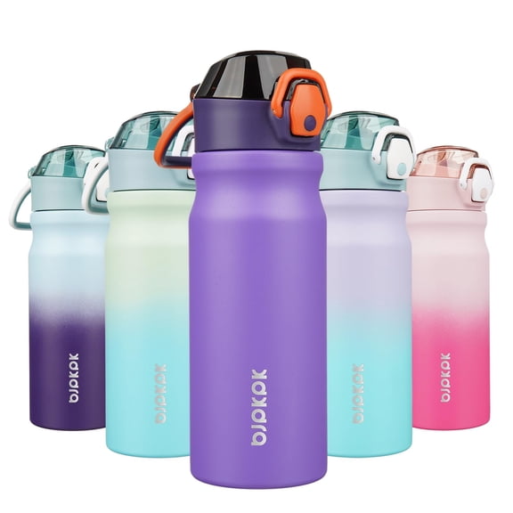 BJPKPK Stainless Steel Insulated Water Bottle With Straw Lid 18oz Reusable Metal Thermos Bottles Keep Cold And Hot,Purple