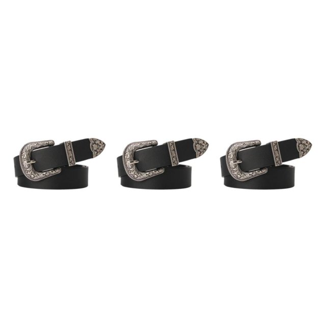 Guardoinrt Ceintures en Faux Cuir avec Boucle Sculptée pour Femmes Jeans Robe Noire Type A 3Set