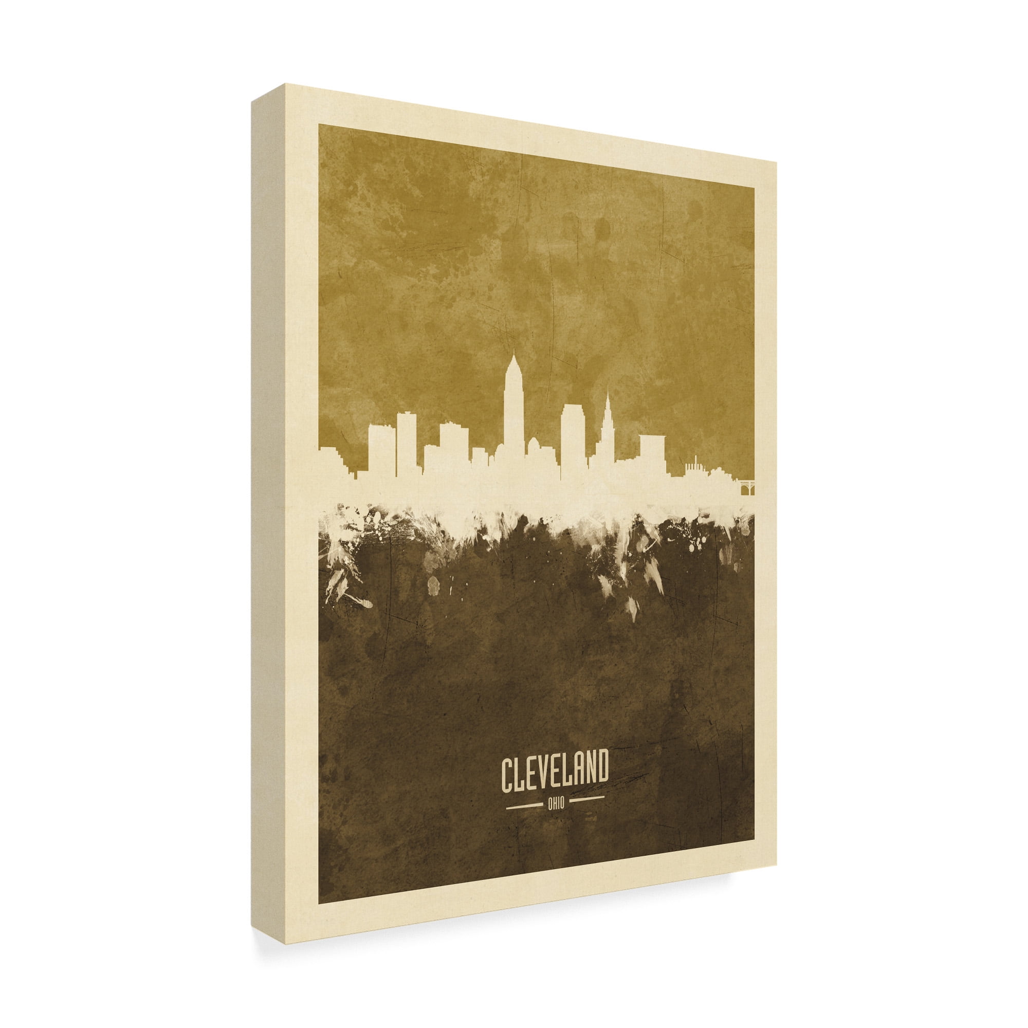 Trademark Fine Art 'Cleveland Ohio Skyline Brown' Canvas Art by Michael Tompsett