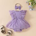 thumbnail image 2 of MeetoTime Baby Girls Clothes 0-18 Months Summer Short Sleeve Ruffled Lace Embroidery Mesh Princess Bow Jumpsuits Dress Crawling Suit for Girl, 2 of 3