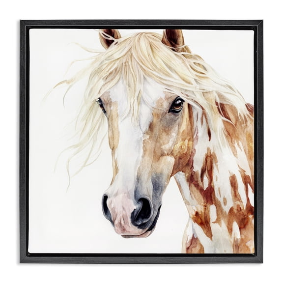 Stupell Industries Farmhouse Majestic Mane Spotted Horse Black Floating Frame Canvas Art, 18 x 18, by Svetlana Aleynikova