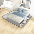 thumbnail image 2 of Full Size Daybed with Twin Size Trundle and 2 Storage Drawers, Space-Saving Solid Wood Full Size Platform Bed for Kids Toddlers and Adults,  Full Size Storage Platform Bed, No Box Spring Needed, Gray, 2 of 7